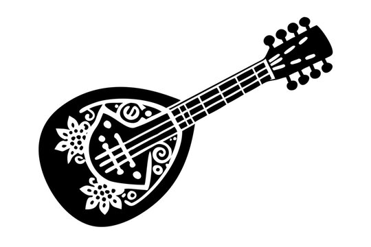 mandola musical instrument silhouette illustration for folk music acoustic and traditional design