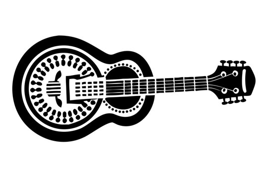 resonator guitar musical instrument silhouette illustration for blues folk and acoustic music design