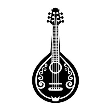 mandolin musical instrument icon silhouette illustration for folk music acoustic and traditional design