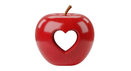 Obraz premium Red Apple with Heart Shape Cutout on White