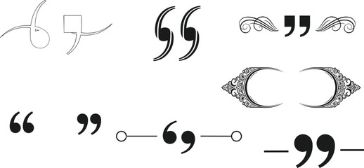 Decorative Quotation Marks Icon Set Featuring Ornate, Curved, and Elegant Styles for Typography, Design, and Communication © EdGe Creative