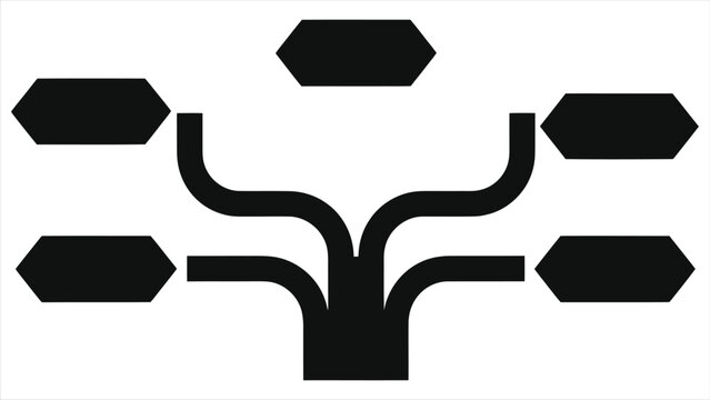 Decision Branching Workflow Vector Silhouette, Yes No Paths Flowchart Diagram Tree Icon for Business Process, Project Management Strategy, Conditional Logic, Choices, Options and Step by Step Planning