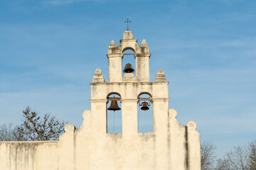 Fototapeta premium Exterior of the church at Mission San Juan, completed in 1772, at the San Antonio Missions National Park in San Antonio, Texas, USA.