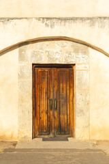Obraz premium Exterior of the church at Mission San Juan, completed in 1772, at the San Antonio Missions National Park in San Antonio, Texas, USA.