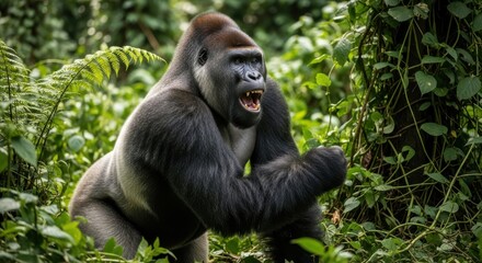 Obraz premium Western Lowland Gorilla in Jungle Habitat.
