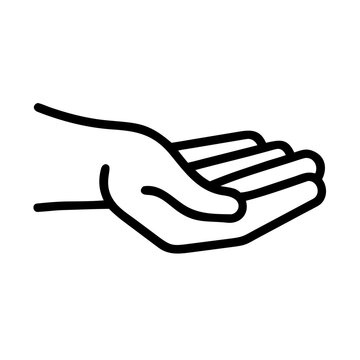 Open hand gesture icon, palm up, vector illustration for charity or help