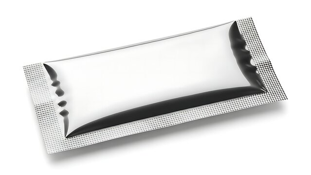 A silver foil chocolate wrapper on a white background