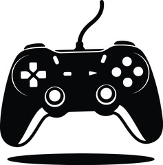 Silhouette classic video game controller with buttons and joystick design vector © AbuSadat