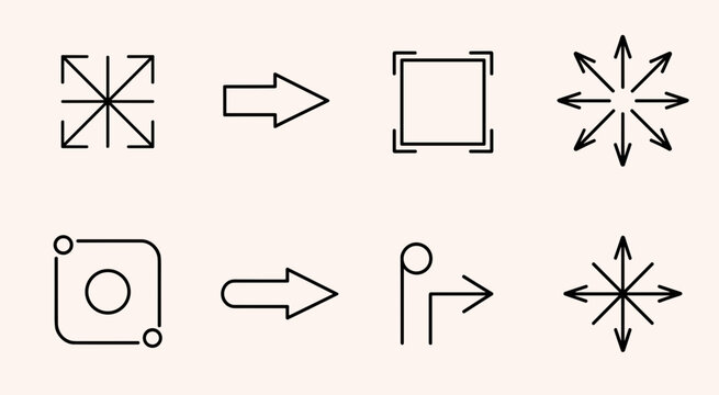 Expand Resize Direction Arrow Icon Set Vector Interface Symbols