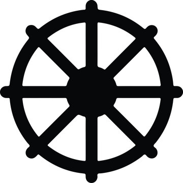 Silhouette Dharma Wheel symbol representing the noble eightfold path design vector
