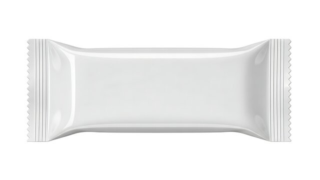A white candy wrapper on a white background