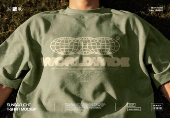 Sunny T-Shirt Mockup with Chest Print View