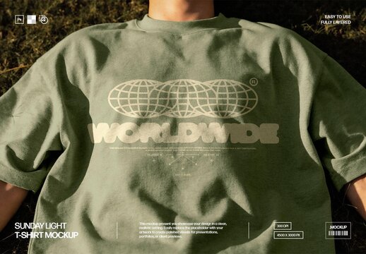 Sunny T-Shirt Mockup with Chest Print View