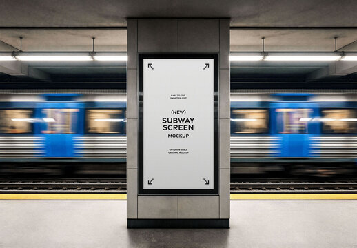 Vertical Subway Digital Signage Mockup