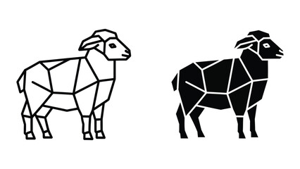 Geometric depiction of a white and a black ram with polygonal patterns