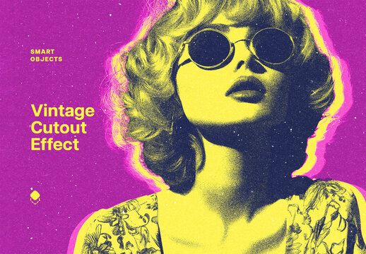 Vintage Cutout Photo Effect Mockup