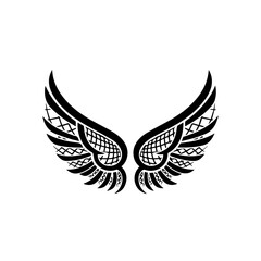 Obraz premium Elegant artistic graphic illustration of a pair of symmetrical decorative wings with intricate patterns