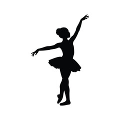 Silhouette of a young ballerina in a graceful pose, performing ballet on a white background. © Shahriyar Rubel