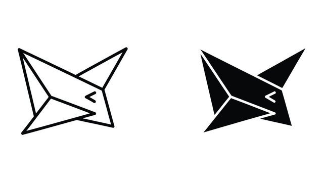 Comparison of a sketch and filled version of a geometric star symbol with arrow
