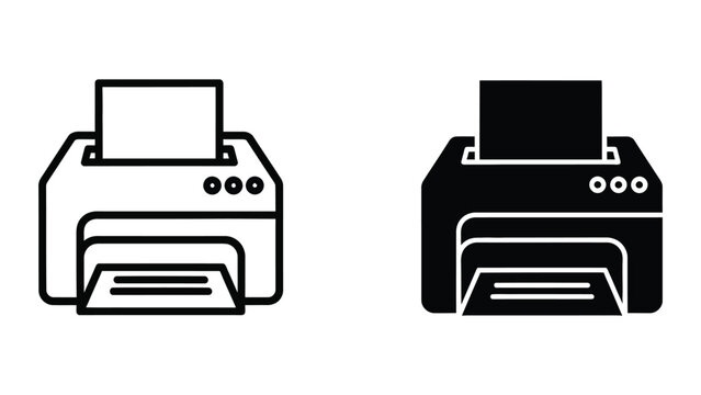 Comparison of a line art and solid color printer icon design