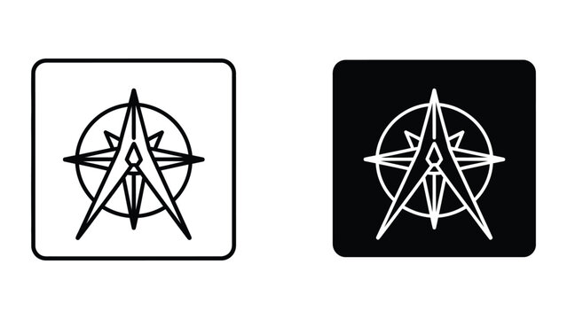 Contrasting compass rose logos on different background colors