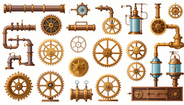 Steampunk Gears And Industrial Mechanisms.