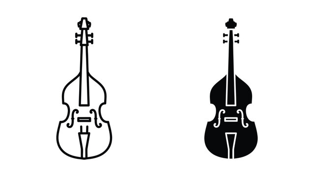Comparison of a violin and a cello silhouette design in black and white