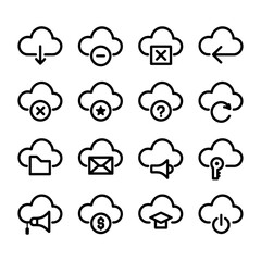 Fototapeta premium Vector of various cloud icons representing different functions and statuses in a digital system