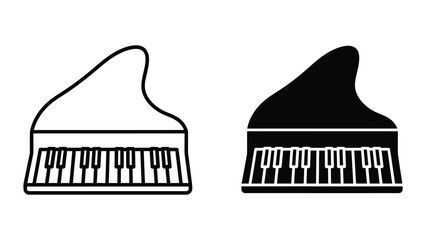 Comparison of a grand piano and an upright piano with keyboard keys visible © Jahidul