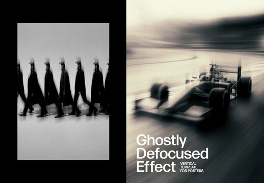 Defocused Ghostly Poster Photo Effect Mockup