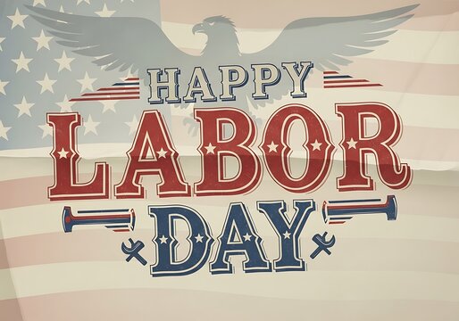 Happy labor day celebrating american workers and the end of summer with patriotic festivities