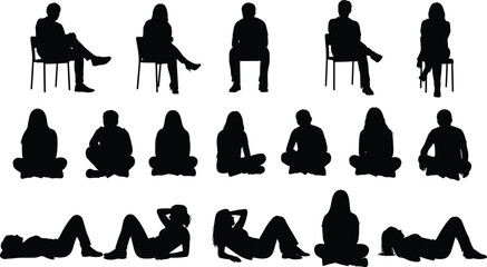 a group of people sitting and lying down in different positions © Shuvro229