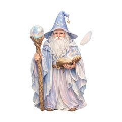 Obraz premium PNG Mystical wizard holding magical staff