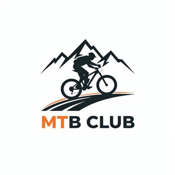 Mountain Bike Rider Silhouette Against Peaks Vector Illustration on White Background