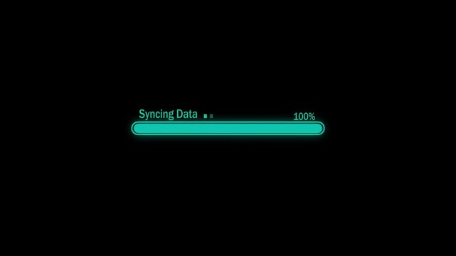 Cloud Syncing Animation Loading Progress Bar 0% to 100% 4 k video.keywords.syncing data, data sync, syncing process, data synchronization, cloud sync, file syncing, real time sync,