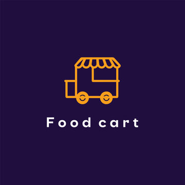 Creative Vector Food Cart Logo Design for Street Food Business, Mobile Restaurant Branding, Modern Fast Food Truck Icon, Urban Catering Service Identity for Takeaway and Delivery