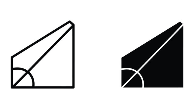 Geometric comparison of a right triangle and a filled right triangle with an inscribed arc