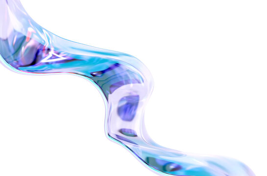 Liquid glass abstract wave element in blue and violet tones for futuristic design and modern visual compositions