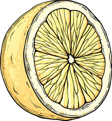 Sketch lemonade. Summer cold drinks, hand drawn yellow lemons slices and leaves. Glass of lemonade with ice vector illustration. Drink fruit lemonade graphic, juice and mint leaf © lupascoroman