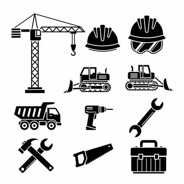 construction icons set
