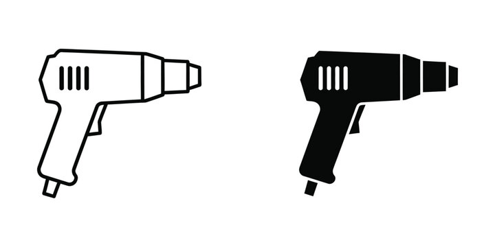 Comparison of a heat gun with contrasting color schemes for visibility and design.