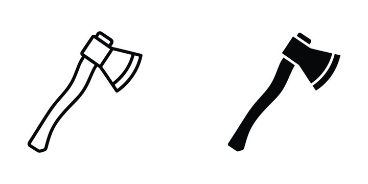 Comparison of a traditional hand-drawn axe and a filled-in silhouette axe design