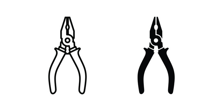 Comparison of two different types of pliers in black and white line art