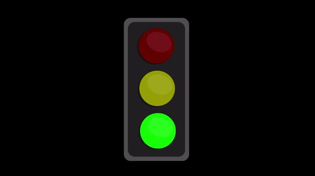 Traffic Light Animation Red Yellow Green Signal Loop Road Safety Transportation Motion Graphic
