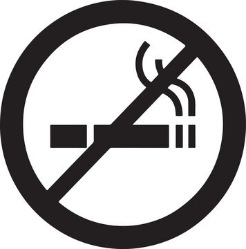 Prohibition symbol no smoking sign with cigarette silhouette vector
