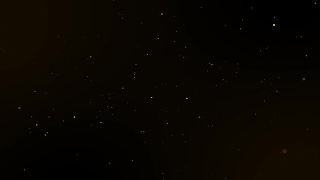 glowing golden particles floating smoothly on golden and black gradient background for award scene and titles, logos.