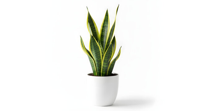Elegant snake plant in white pot a modern indoor greenery statement