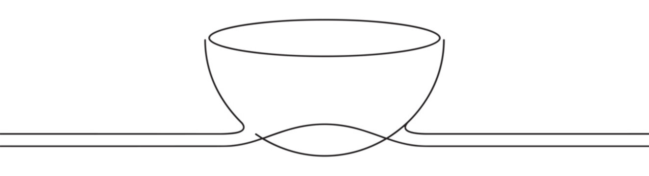 Simple black and white line drawing illustrates a vessel with a curved base intersecting two parallel horizontal lines, creating an abstract visual