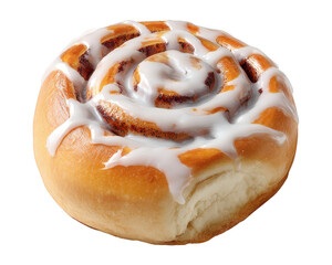 Fototapeta premium Cinnamon Roll with Icing Isolated on White Background