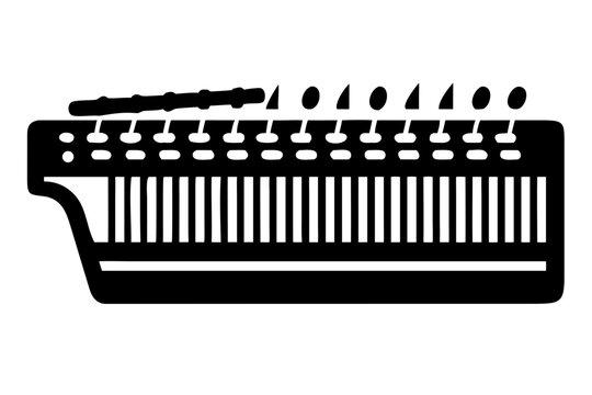 zither musical instrument silhouette illustration for traditional folk music design